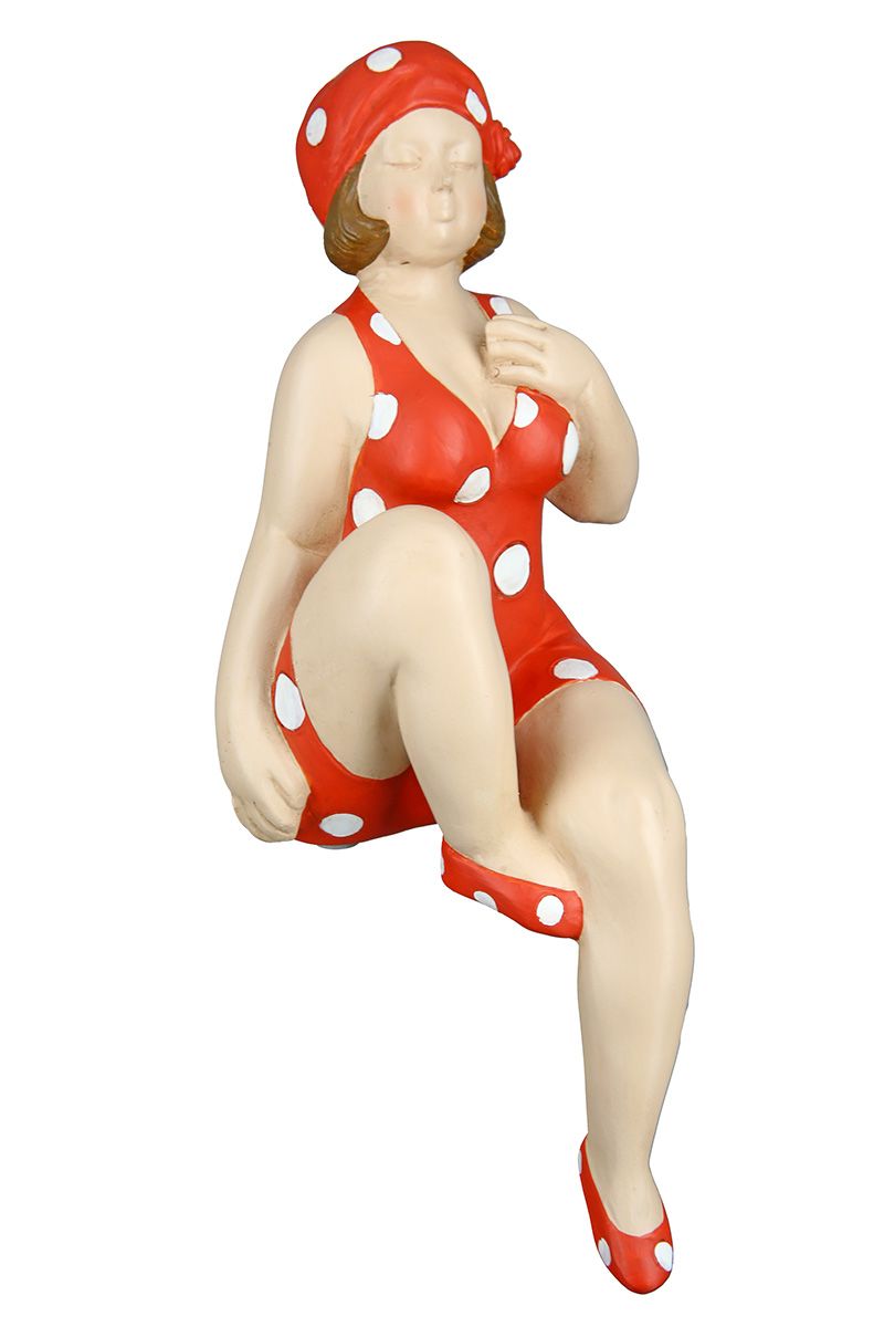 2tlg. Poly Figur "Becky" rot/weiß Kantensitzer