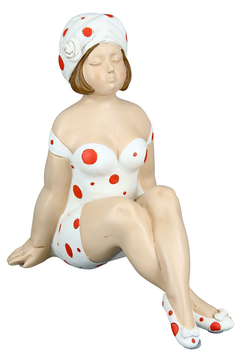 2tlg. Poly Figur "Becky" rot/weiß Kantensitzer