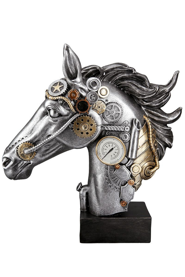 Steampunk Horse - Eine faszinierende Kunstskulptur aus Kunstharz