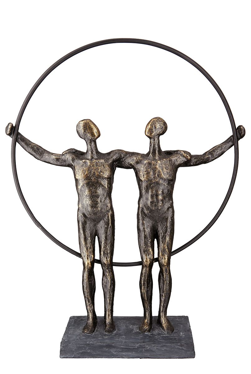 Skulptur Two Men Männerfigur Umarmung Bronzeoptik 35,5 cm mit Spruchkarte