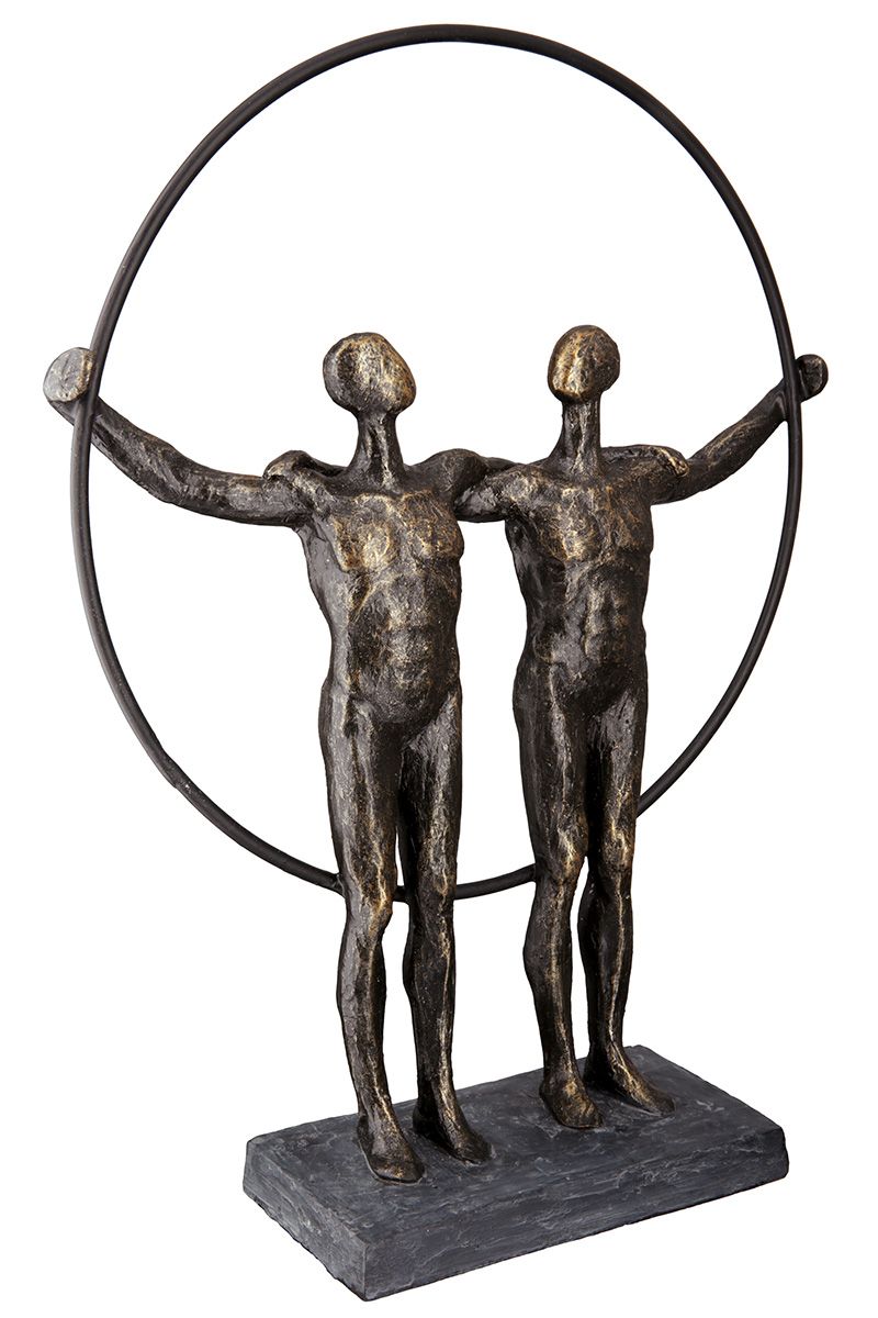 Skulptur Two Men Männerfigur Umarmung Bronzeoptik 35,5 cm mit Spruchkarte