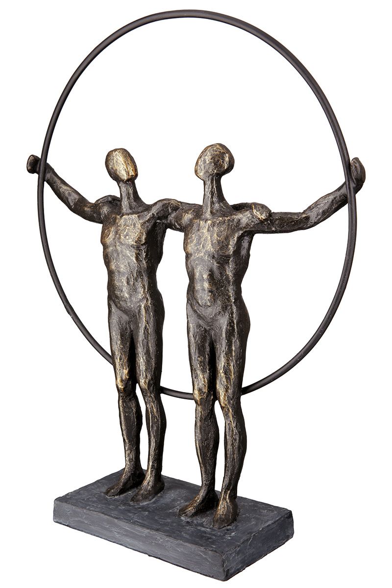 Skulptur Two Men Männerfigur Umarmung Bronzeoptik 35,5 cm mit Spruchkarte