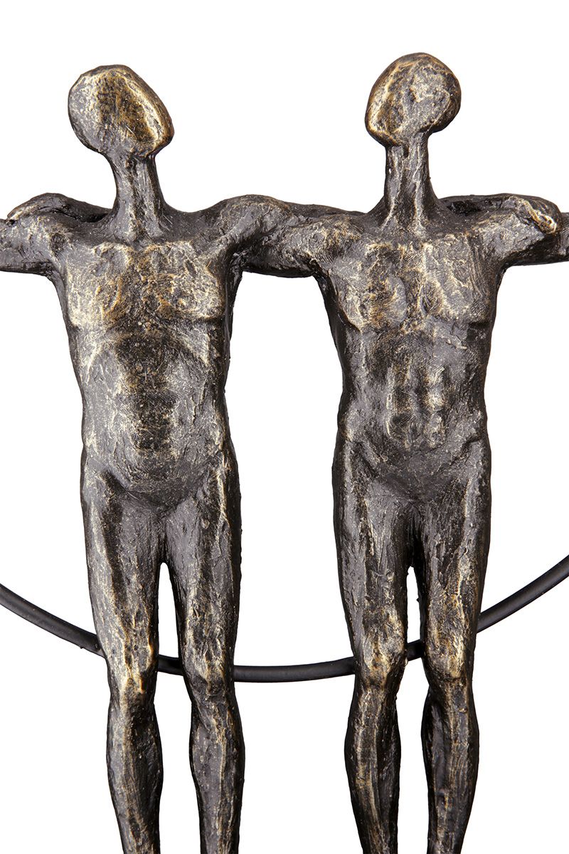 Skulptur Two Men Männerfigur Umarmung Bronzeoptik 35,5 cm mit Spruchkarte