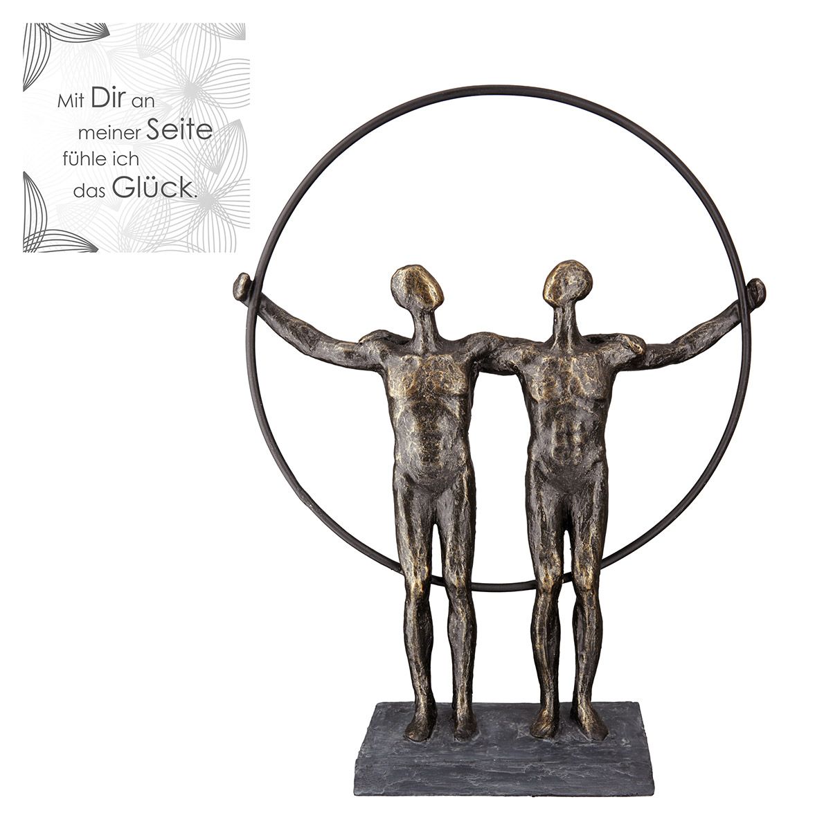 Skulptur Two Men Männerfigur Umarmung Bronzeoptik 35,5 cm mit Spruchkarte