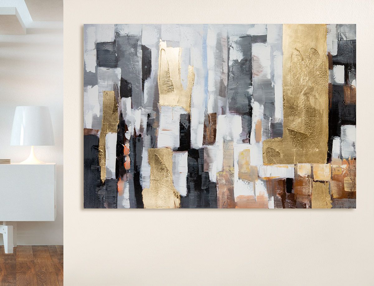 Holz Leinen Bild Gemälde Rechtecke Breite 120cm Handbemalt