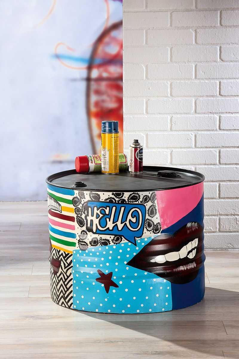 Metall Beistelltisch Street Art Metall Beistelltisch Street Art Unikat