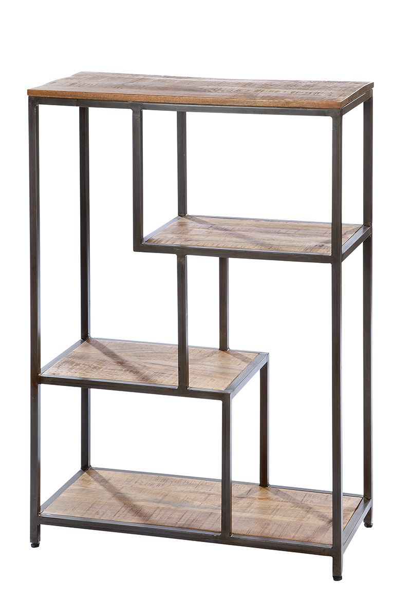 Holz Regal breit Camara Regal breit 4 Böden aus Mangoholz Gestell aus Metall 116cm