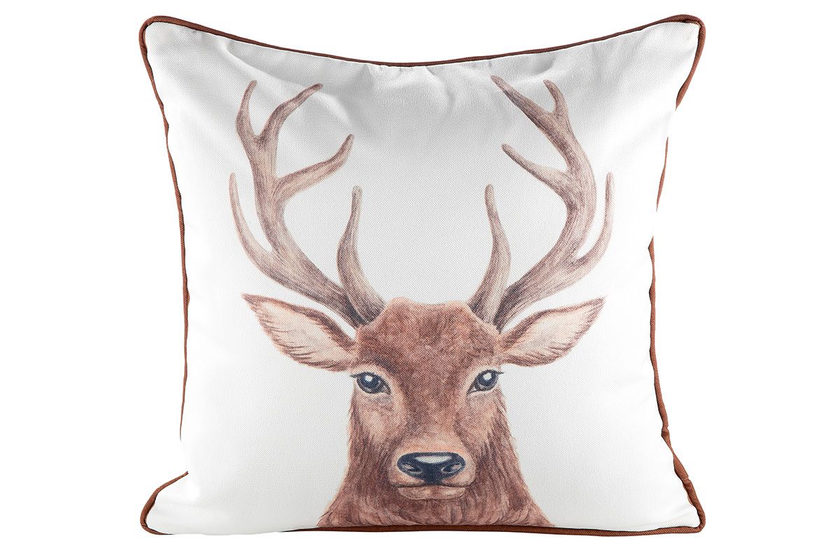 Set of 3 High quality fabric cushion set with realistic deer head design - A rustic decoration for any room