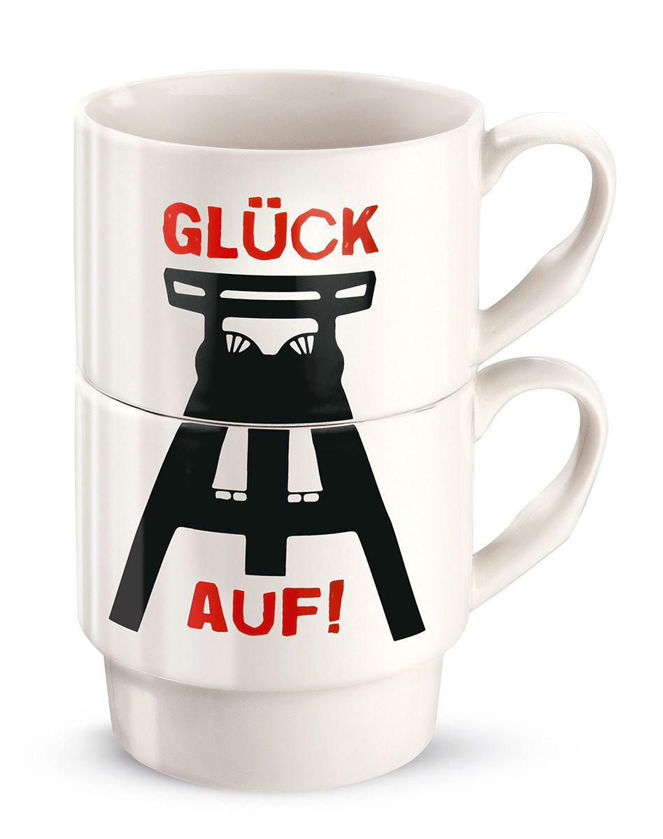 Set of 6 2-piece stacking cups Glück Auf Tradition meets modernity in bone china