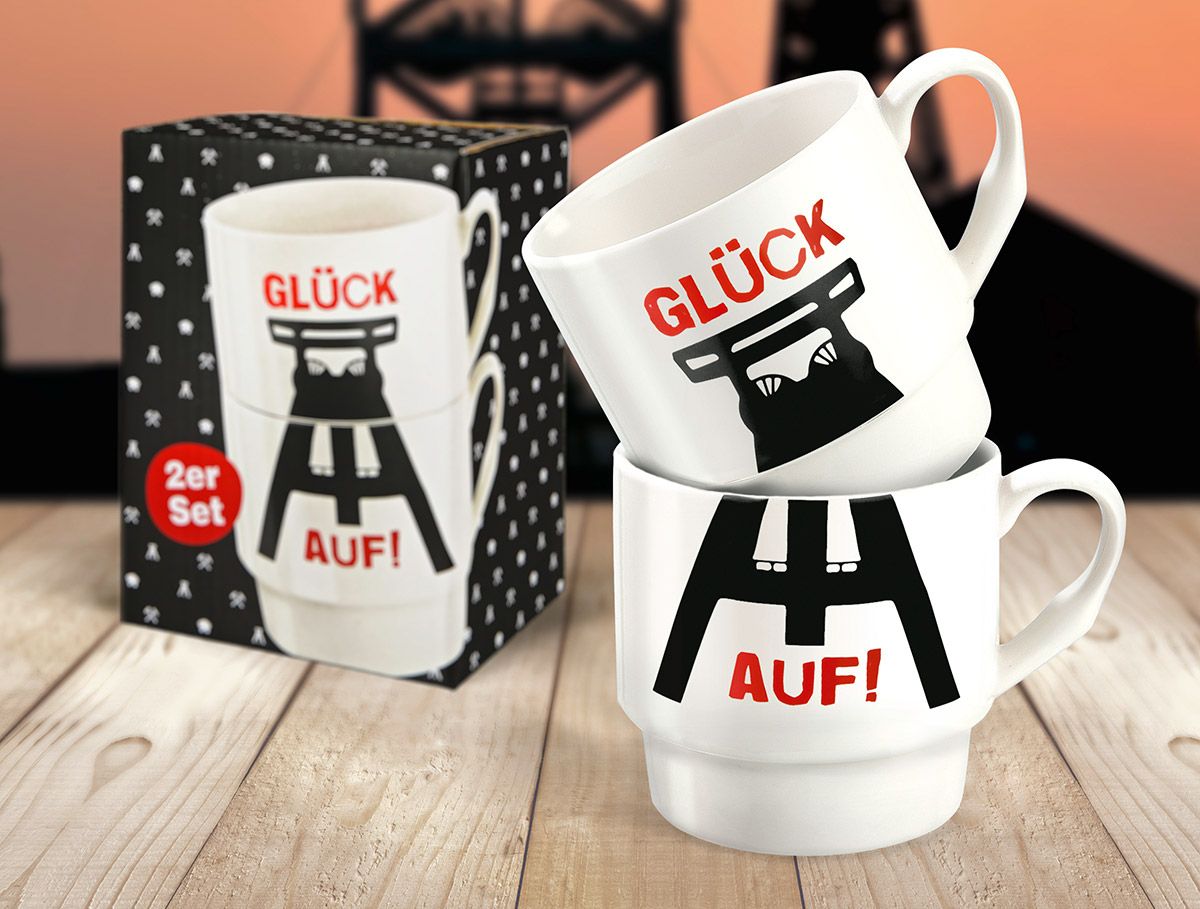 Set of 6 2-piece stacking cups Glück Auf Tradition meets modernity in bone china