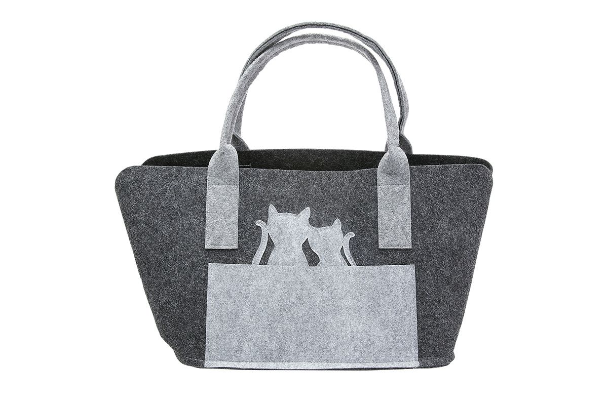 Filztasche Katzenpaar Shopper grau umweltfreundlich