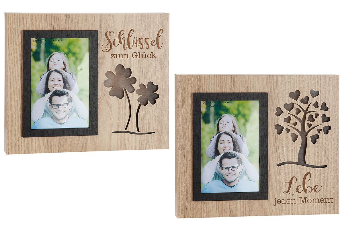 2er Set LED Fotorahmen Fortuna - Natürliche Glücksmomente im Doppelpack mit beleuchteten Schriftzügen