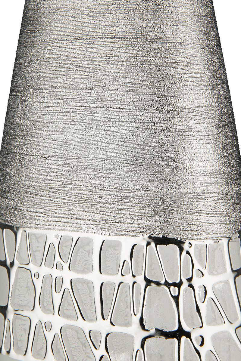 Keramik flache Vase Lagos silberfarben/grau-blau Höhe 49cm