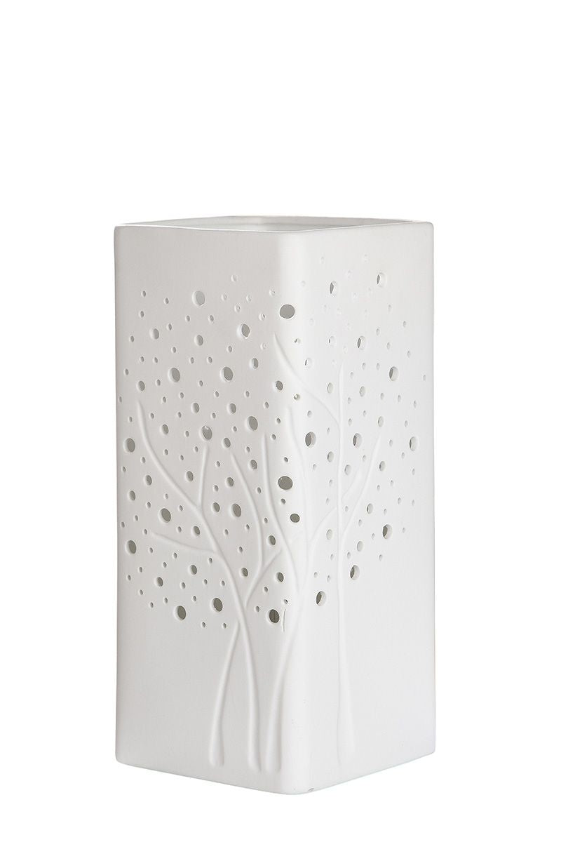 GILDE Design Lampe - aus Porzellan mit Lochmuster im Prickellook H 27 cm