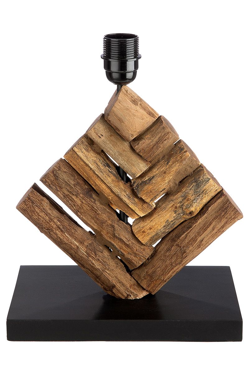 Tischlampe Tribe naturfarben braun schwarz auf schwarzer Base Breite 35cm