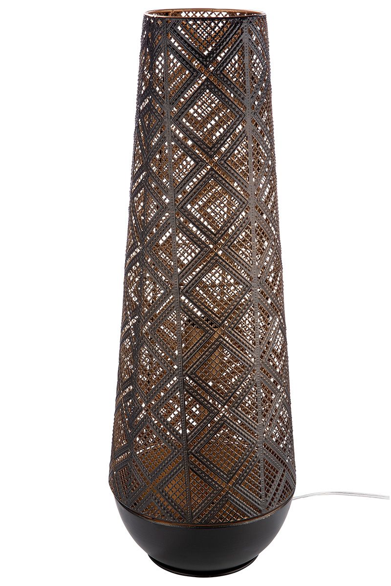 Metall Bodenlampe Almazar schwarz/goldfarben, orientalisches Karodesign Höhe 57cm