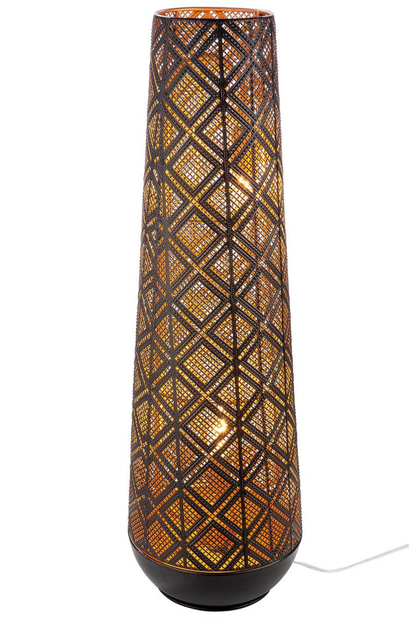 Metall Bodenlampe Almazar schwarz/goldfarben, orientalisches Karodesign Höhe 77cm