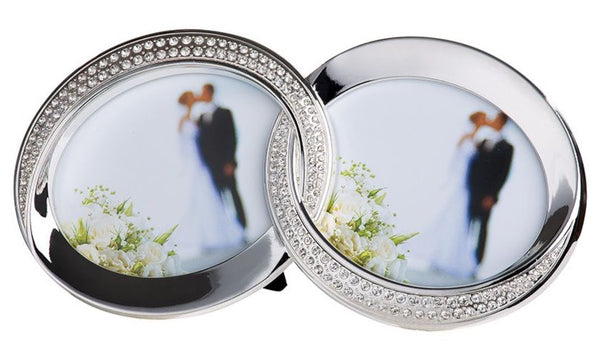 Fotorahmen Ringe - eleganter silberfarbener Rahmen mit Brillanten für Hochzeitsfotos oder als Geschenk für den Partner