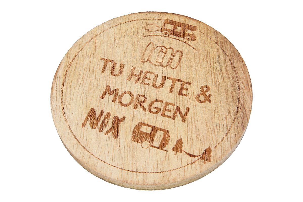8tlg. Camping-Untersetzer mit Sprüchen - Set aus 4 runden Mangoholz-Untersetzern für den perfekten Camping-Genuss