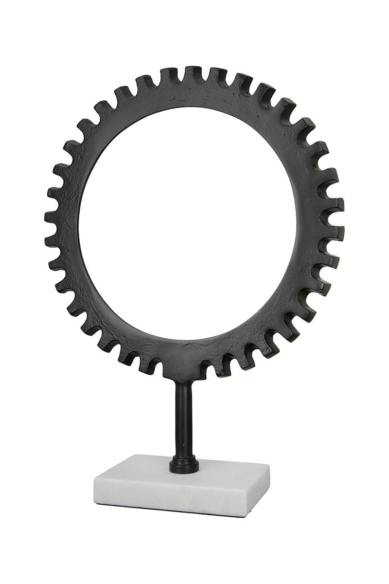 Skulptur "Wheel" schwarz auf Marmorbase aus Aluminium