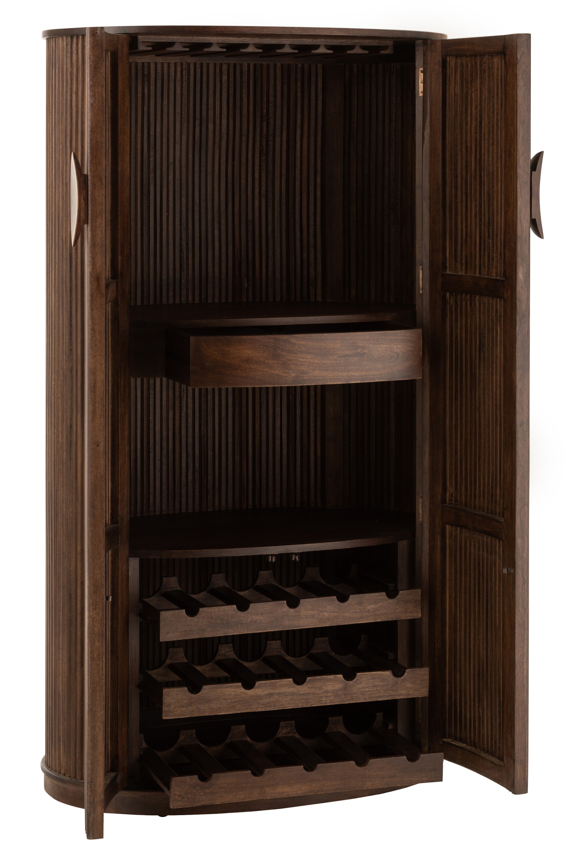 Exquisites Design und Funktionalität vereint Handgefertigter Barschrank Reyi aus Mangobaumholz