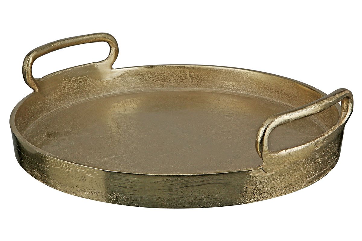 Aluminium Dekotablett Tablett Coin Goldfarben 34cm