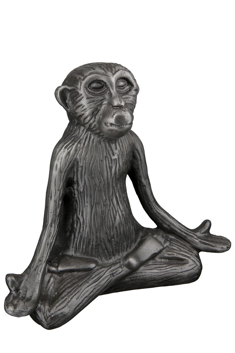 Aluminium Skulptur "Monkey" in der Yoga-Haltung, schwarz