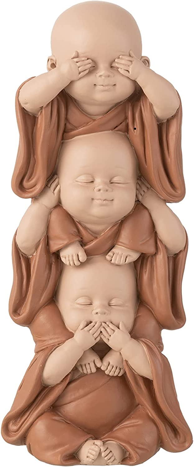 3 monniken monnik figuur zien horen stilte gemaakt van poly hoogte 22cm