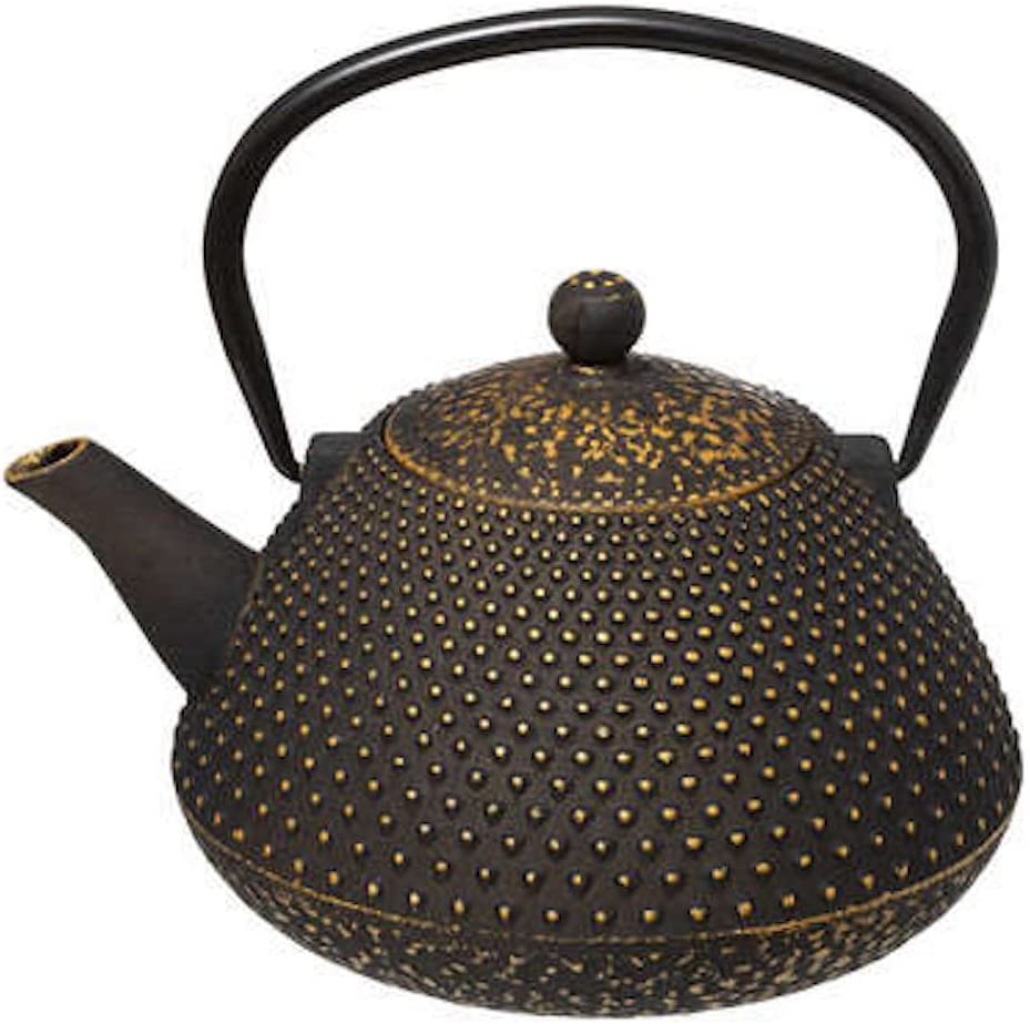 Teekanne Sendai Gusseisen 800ml Schwarz Gold mit Sieb