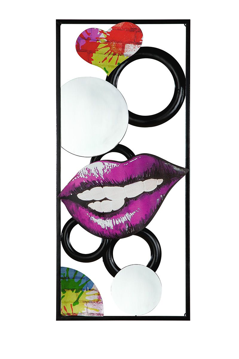 3D Metall 2tlg. Wandrelief "Street Art" schwarz/bunt mit Spiegel