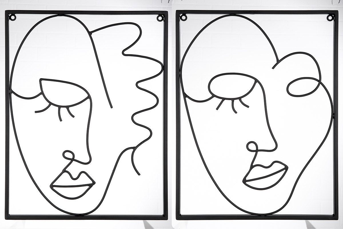 Set of 2 metal wall relief Visione