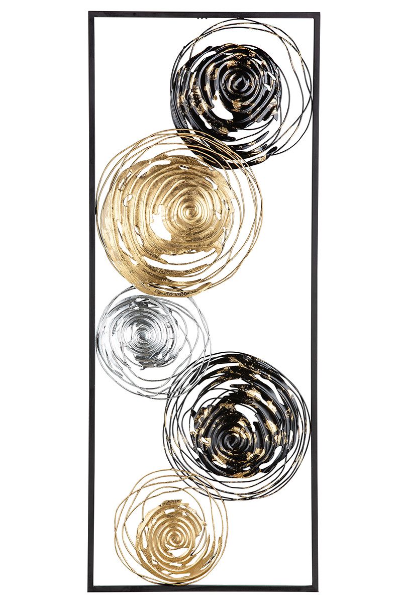 3D Metall 2tlg. Wandrelief mit Rahmen Lugo schwarz/goldfarben