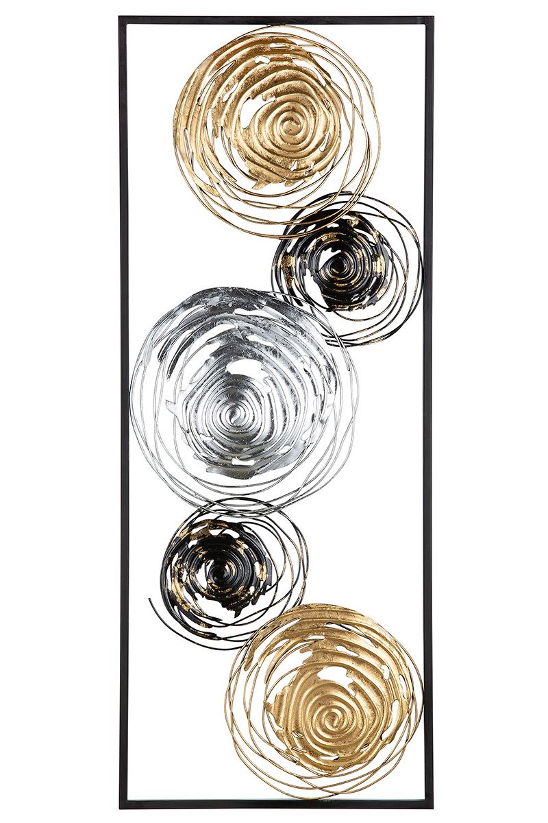 3D Metall 2tlg. Wandrelief mit Rahmen Lugo schwarz/goldfarben