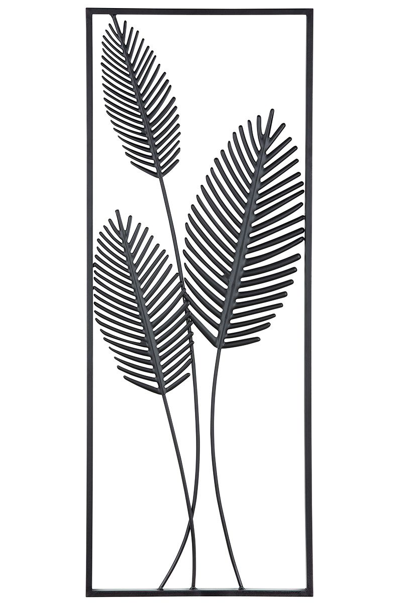 2er Set Metall Wandrelief Tribe schwarz mit Rahmen 91x35cm