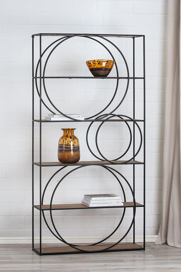 Metall-Regal "Circle" - Handgefertigte Regalböden aus Mangoholz für ein minimalistisches Ambiente