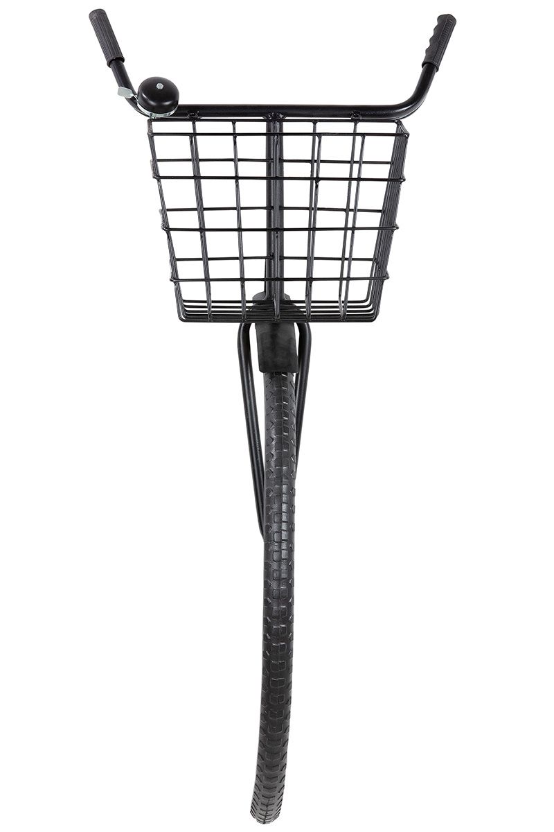 Metall Wandobjekt Fahrrad schwarz, mit Korb und Klingel