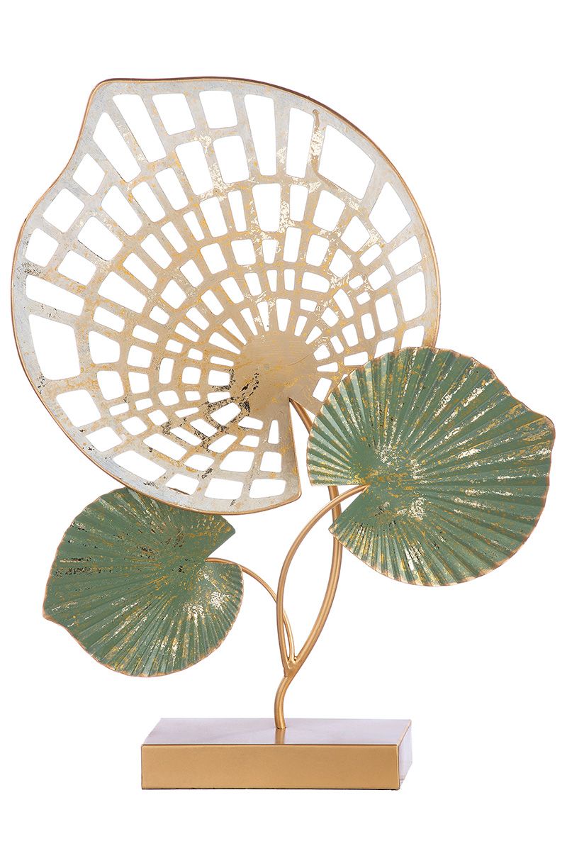 Metall Dekoobjekt Lino auf goldfarbener Base Höhe 50cm