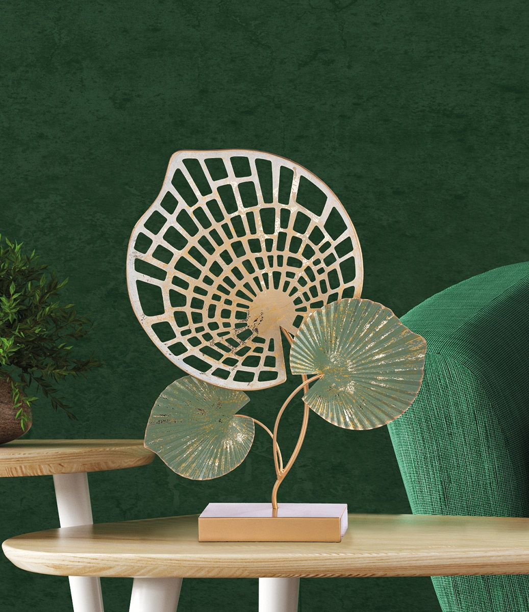 Metall Dekoobjekt Lino auf goldfarbener Base Höhe 50cm