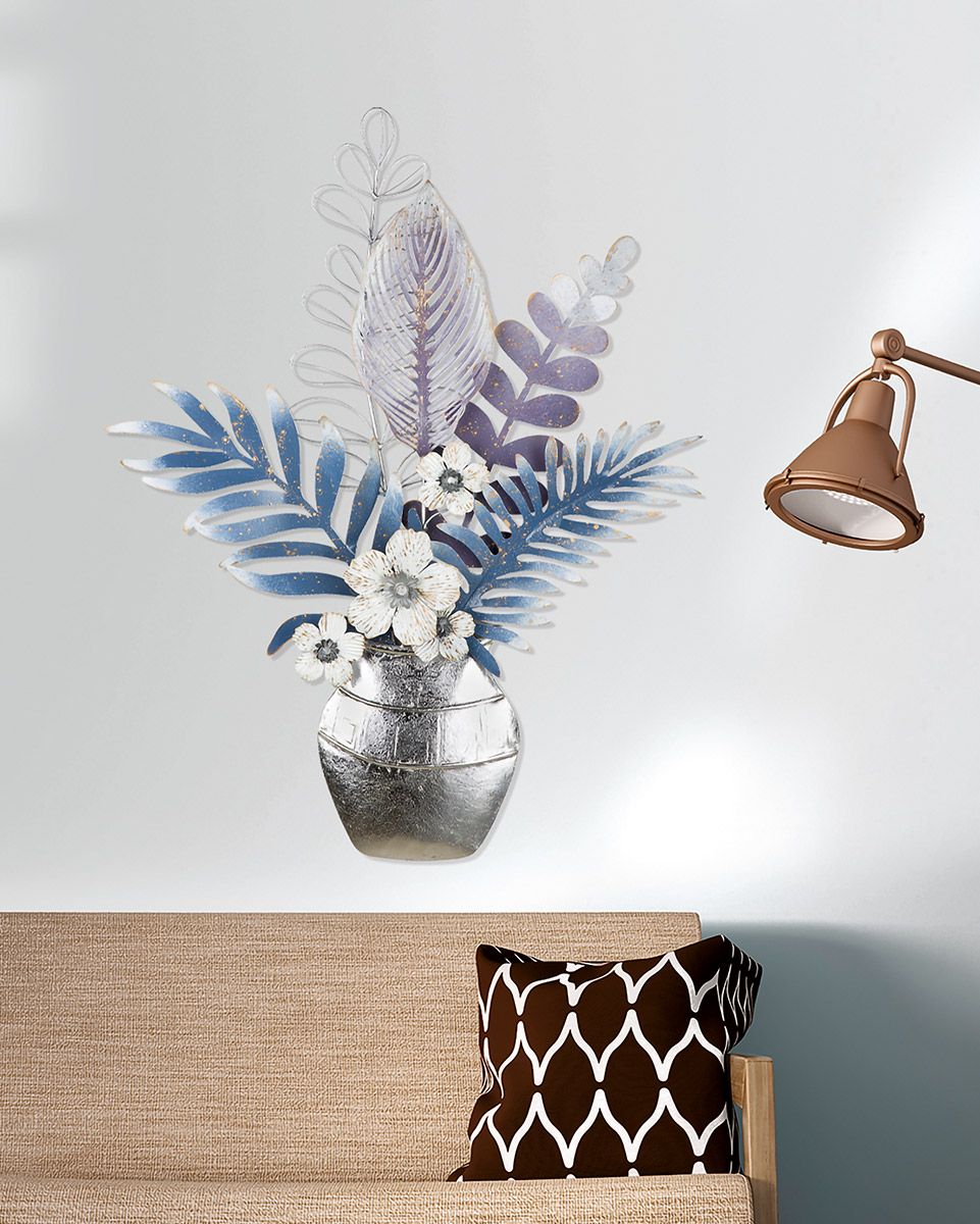 3D Metall Wandrelief Vase mit Blumenstrauß "ARUBA" Wandschmuck Metalldeko Metallbild DekorationHöhe 73cm
