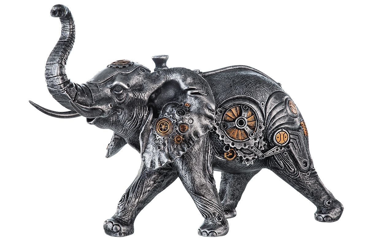 Poly Skulptur Steampunk Elefant Breite 28cm