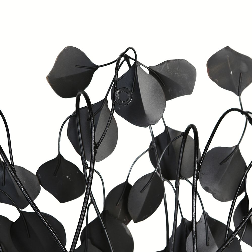 Love Tree Wandrelief - Handgefertigte Metalldekoration mit Blattobjekten in Rot, Grau und Silber