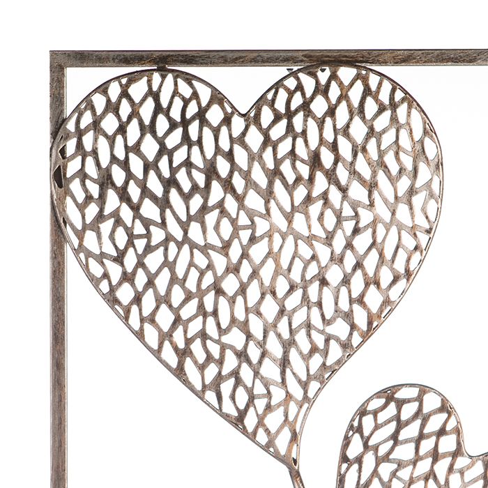 Romantisches Wandrelief-Set 2 Purley Hearts aus Metall in Antikfinish von GILDE