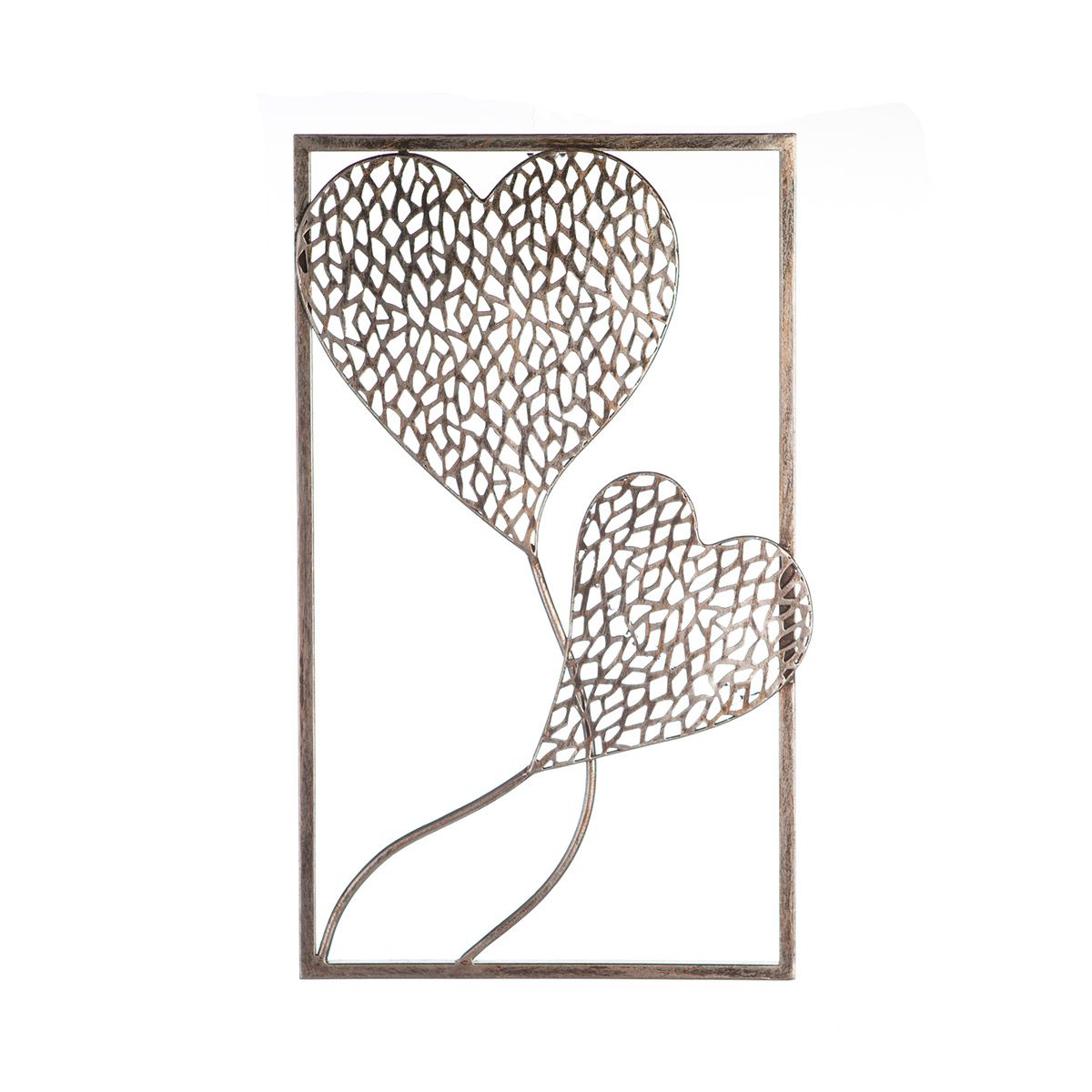 Romantisches Wandrelief-Set 2 Purley Hearts aus Metall in Antikfinish von GILDE