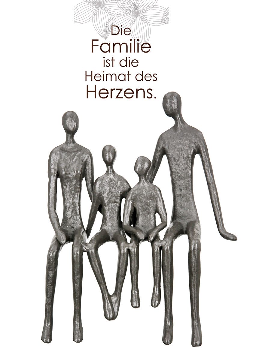 Kantensitzer Skulptur Familie Heimat des Herzens Eisen Brüniert