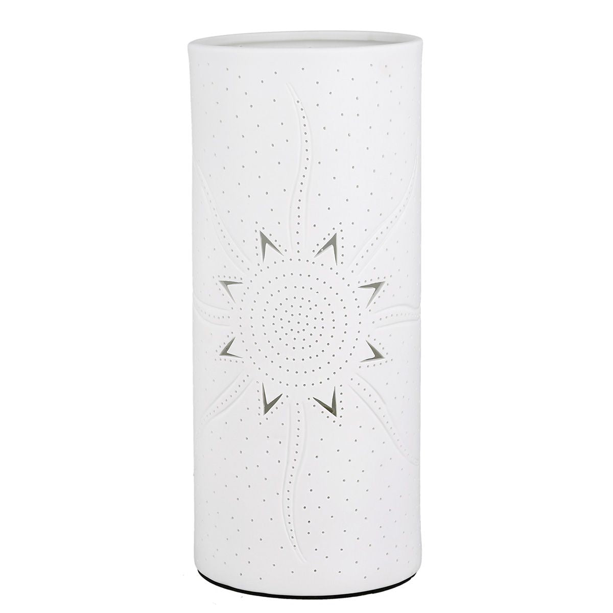 GILDE Lampe Zylinder "Sonne" weiß  Tischlampe Dekolampe Porzell 20cm oder 28cm