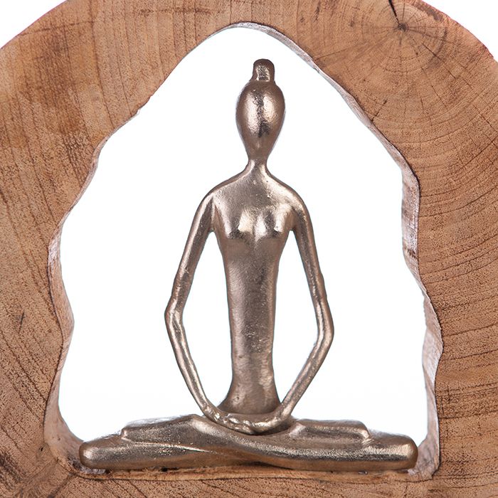Skulptur Figuren " Yogagruppe " Yoga Figuren in silberfarben Base naturfarben aus Mangoholz Höhe 51cm