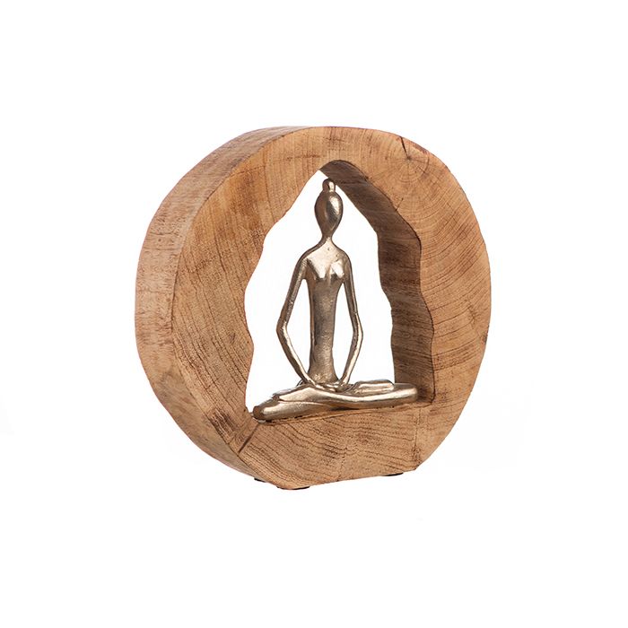 Skulptur Figuren " Yogagruppe " Yoga Figuren in silberfarben Base naturfarben aus Mangoholz Höhe 51cm