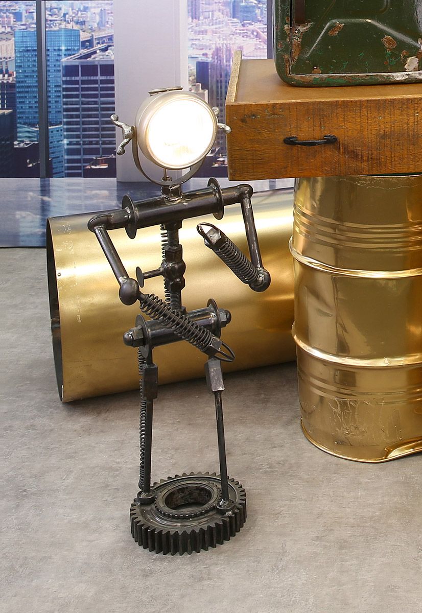 Stehlampe RoboLumen Noir Design Roboter Vintage