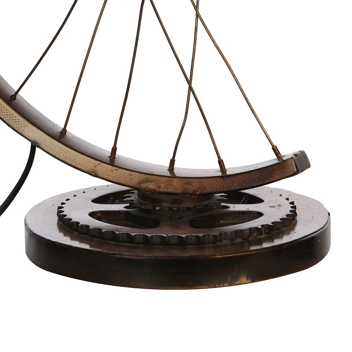 Tischlampe "Cycle" - dekorative Metalllampe aus halbem Fahrradreifen mit Antikfinish