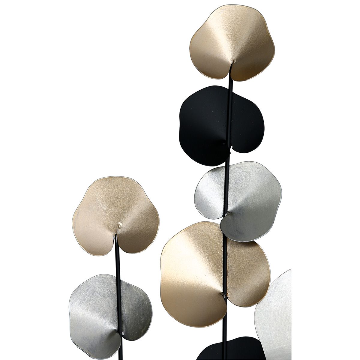 Wandrelief Ranken Metall Schwarz Gold Silber rechteckig 102x66 cm